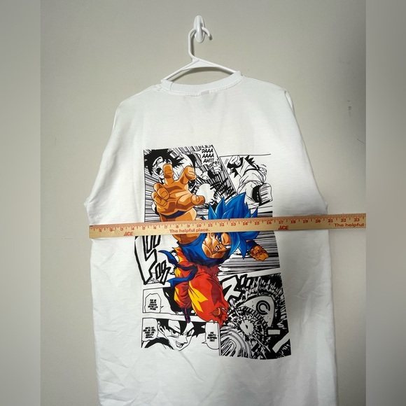 Black Off Shirt Men XL White Anime Graphic Dragon Ball Z Goku Manga Oversized‎ - Picture 4 of 9